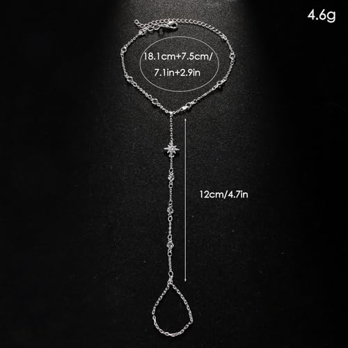 Dainty Silver Hand Chain Bracelet Hand Jewelry For Women Adjustable Rhinestone Star Bracelet Wedding Bracelets For Brides Trendy Jewelry Accessories2