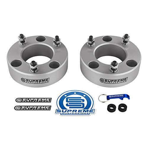 Supreme Suspensions - Front Leveling Kit for 2004-2022 Ford F150 2003-2017 Ford Expedition and 2005-2008 Lincoln Mark LT 2.5" Front Lift Aircraft Billet Strut Spacers Kit 2WD 4WD (Silver)