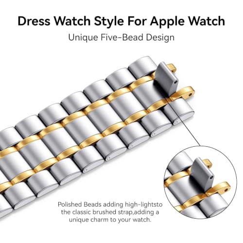 Image of Bestig Compatible with Apple Watch Bands 49mm 46mm 45mm 44mm 42mm 41mm 40mm 38mm for Men Women, Stainless Steel Metal Business Wristband Strap for iWatch Ultra Series 11 10 9 8 7 6 SE 5 4 3 2 1, Matte