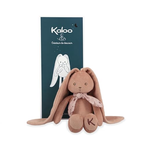 Kaloo - Lapinoo - Pantin Lapin - Peluche Bébé en Velours Côtelé - 35 cm - Couleur Terracotta - Matière très Douce - Boîte Cadeau - Dès la Naissance, K972201
