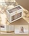SONGMICS HOME Large Jewelry Box, Vertical Jewelry Organizer with Glass Windows, Jewelry Pouch, 4 Side Drawers, Woven Embossed PU Leather, Gift Idea, Cloud White UJBC203W01