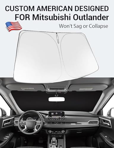 Image of Proadsy 2026 Upgrade Windshield Sun Shade Custom Fit 2026 2025 2024 2023 2022 Mitsubishi Outlander Foldable Front Sunshade Protector Sun Visor Blocks UV Rays Keep Car Cooler