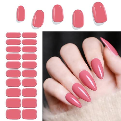 SZSYD Semi Cured Gel Nail Strips, Deep Pink, 20 Gel Nail Stickers — view 2