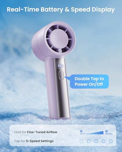 Image of Gaiatop Small Handheld Personal Fan, Powerful High Speed Turbo Cooling, 4000mAh USB Rechargeable Battery Powered Mini Portable Fan for Travel, Outdoor Essentials, Summer Gifts for Women Girls, Purple