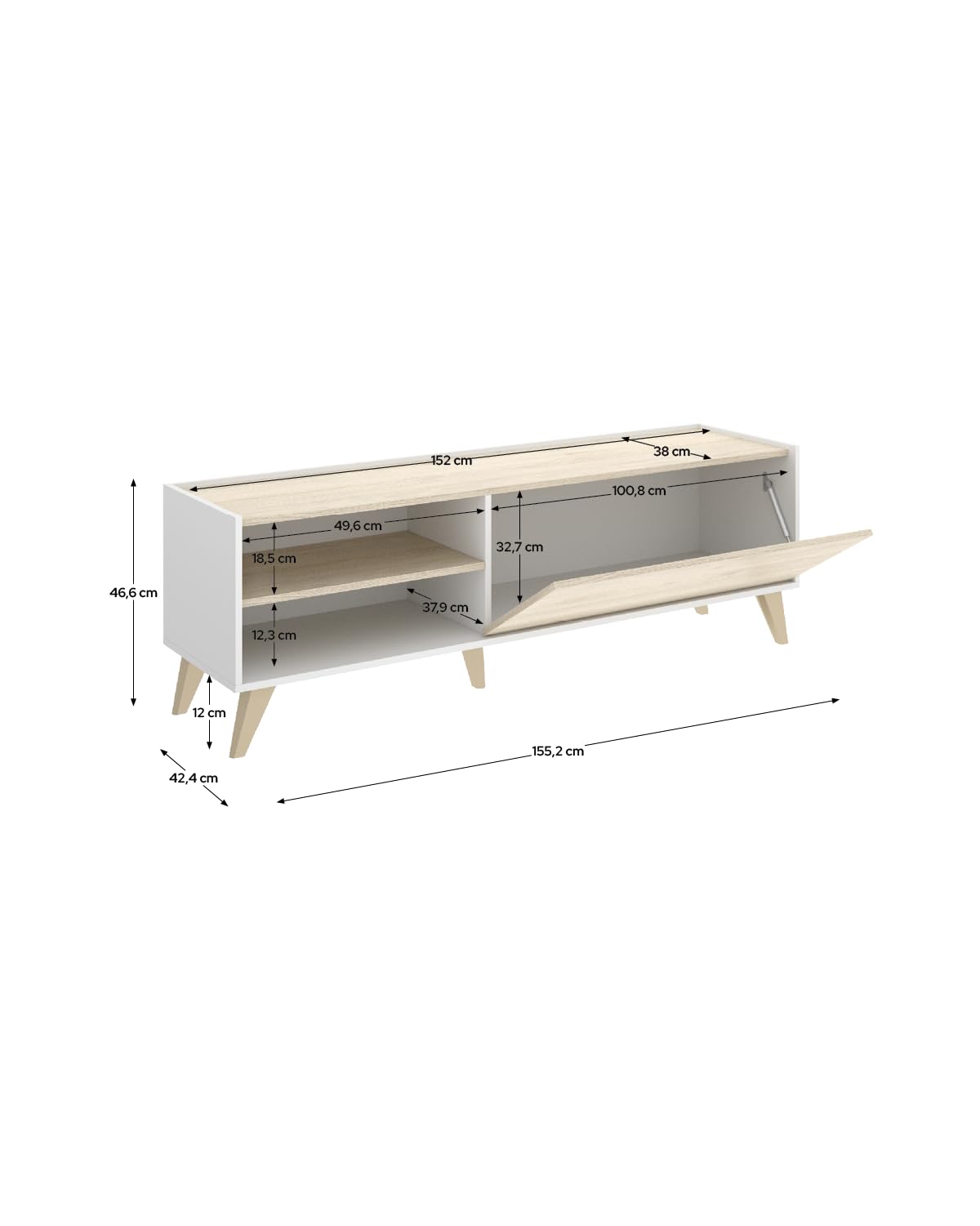 Mobile TV Da 190 Cm - 3 Cassetti E 4 Nicchie - Pannelli Di Particelle Colori Bianco E Nero 92185558