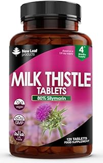 Milk Thistle Tablets - 80% Silymarin High Strength - 120 Tablets (1 per Serving) 4 Months - Milk Thistle Supplements - Vegan, GMO-Free, Gluten-Free, Made in The UK, Food Supplement