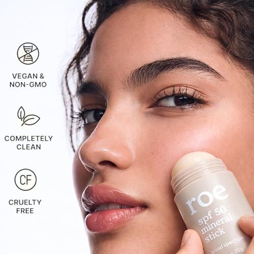 Image of Roe Wellness- Mineral Sunscreen Stick SPF 50 Reef Safe Roll-On Clean Ingredients Zinc Oxide Sun Protection | Face & Body UVA & UVB | Great For Kids, Toddlers, Newborns & Adults
