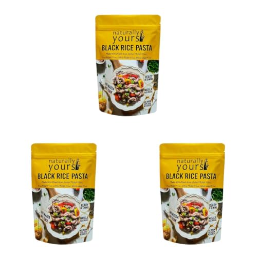 Image of Naturally Yours Black Rice Macaroni Pasta | Millet & Whole Wheat | High Protein, No Maida, Not Fried | No Onion No Garlic, Jain Friendly | Ready in 5 Minutes | 175g Pack (Pack of 3)