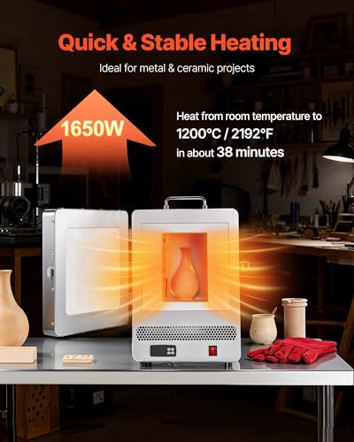 Image of VEVOR 1650W Programmable Electric Kiln, Digital Melting Furnace with Max Temperature 2192℉ /1200℃ for Lost-Wax Casting, Clay DIY, Metal Annealing, Ceramic Firing, PID Temp Control