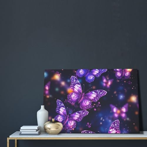 Impression papillon violet poster suspendu salon chambre HD - 5