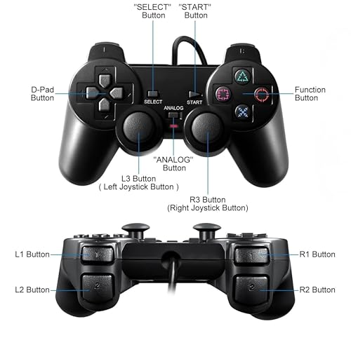 FLLAGG20 2X Manette Câblée Compatible avec PS2 PS1 PSX Noir – vue 6