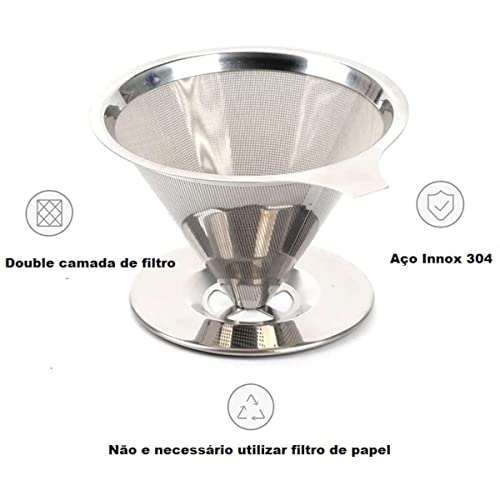 Coador Filtro De Café Aço Inox Sem Uso De Papel (10 Cm)