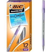 BIC جولة ستيك قبضة Xtra الراحة أزياء الكرة نقطة القلم؛ أرجواني؛ 12 حزمة