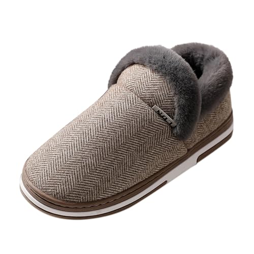 Janly Pantuflas Mujer Invierno Cálido Comodo Zapatillas Hombre Cerradas Pantuflas de Peluche con Suela de Goma Antideslizante para Interior Caliente Peluche Forradas y Exteriores