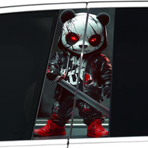 Image of Halloween Cars Body Horror Sticker, Classic Horror Movie Characters Peeking Decal Michae Waterproof Scary Vinyl Stickers for Bumper Car Decals 11in*18.89in (Fierce Panda Killer)