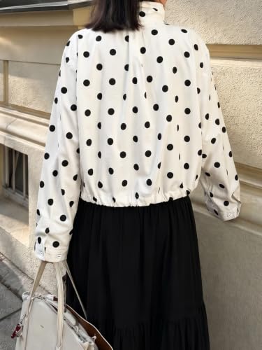 Cicy Bell Womens Polka Dot Short Trench Coat Cropped Stand Collar Jackets — view 5