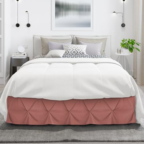 Image of Nestl Pink Clay Bed Skirt Twin Size, Pinch Pleat Twin Bed Skirt, 14 inch Inch Drop Twin Bedskirt, Hotel Quality Pink Clay Bed Skirts, Premium Microfiber Bedskirt for Twin Bed, Pink Clay Twin Bed Skirt