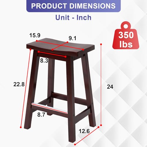 FDW Kitchen Counter Stools Set of 2, Solid Wooden Saddle Stool, Barstools for Patio, Balcony and Kitchen Counter by FDW - Image 7