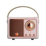 QUEQIMU Retro Bluetooth Speaker, Wireless Mini Portable Speakers Vintage Radio Support USB/TF Card/AUX, Cute Bluetooth Speaker for Kitchen Desk Bedroom Office, Birthday Gifts for Women Teenage, Pink