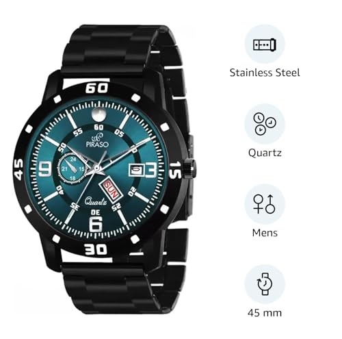 Image of PIRASO Analog Day and Date Working Display MESH Strap Watch for Men & Boys