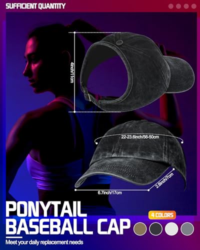 Gorra de béisbol ajustable para mujer con cola de caballo miniatura 2