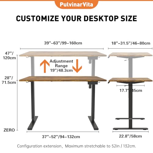 Image of Standing Desk Frame, Ergonomic Stand Up Desk Base Workstation with Cable Management Tray, Headphone Hook for Home Office