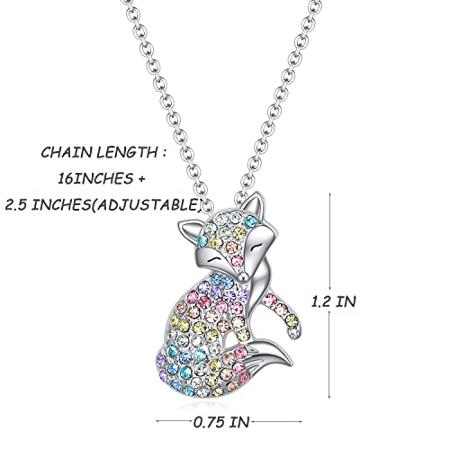 Horse/Wolf/Hummingbird/Fox Necklace for Girls,Fox/Hummingbird/Horse/Wolf Gifts for Girls Women,Rainbow Girls Jewelry Valentine's Day, Birthday, Christmas, Back to School Gifts3