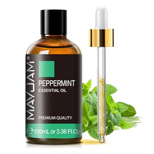 Aceites Esenciales de Menta Piperita 100ML, MAYJAM Aceite de Menta Piperita 100% Puro, Ideal para Aromaterapia Aroma Difusor Fragancia Aceite Masaje