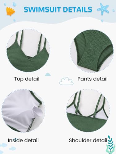 Image of Girl's 2 Piece Swimsuit Solid Spaghetti Strap Bikini Sets Beach Bathing Suit Swimwear for Teen Girls