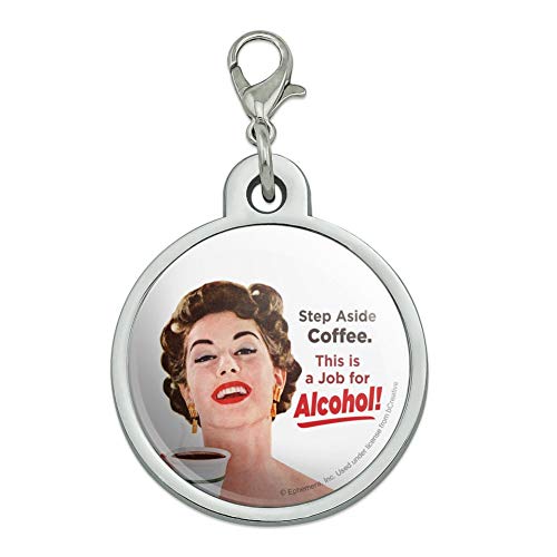 GRAPHICS & MORE Step Aside Coffee This is a Job for Alcohol Funny Humor Chrome Plated Metal Pet Dog Cat ID Tag