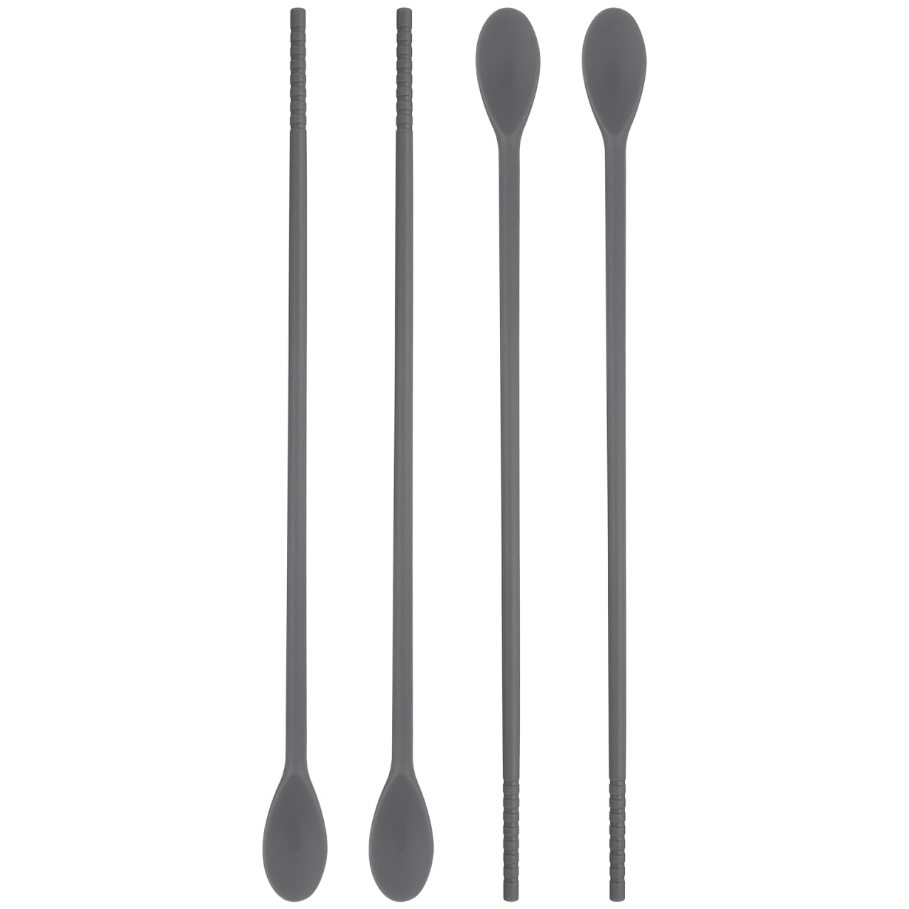 Hemoton Silicone Coffee Spoon Silicone Bar Spoon Handle Cocktail Mixing Stirring Spoons Double Ended Multipurpose Chopsticks Coffee Iced Tea Drink Swizzle Sticks for Home Bar, Set of 2, 11inch