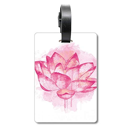 Étiquette valise fleur de lotus rose pour vos vacances au soleil
