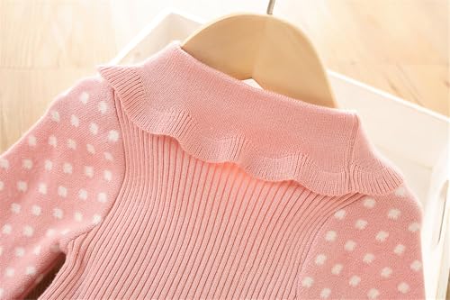 MW&FOFJR Girls Knit Sweater Dress Long Sleeve Lapel Pullover Sweater Dress4