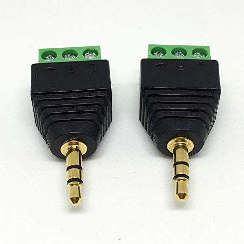 50 szt. Coax Cat5 3,5 mm (1/8 cala) wtyczka męska stereo do AV 3-śrubowy blok zacisków złącze balum do CCTV