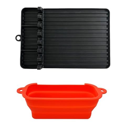 HUYFGDYSA Silicone Grease Cup Liner & Griddle Tools Mat Compatible with Blackstone 36 28 22 17 Inch Grill, Reusable Drip Catcher Liner & Spatula Tray for Kitchen, Cooking and Countertop Cover