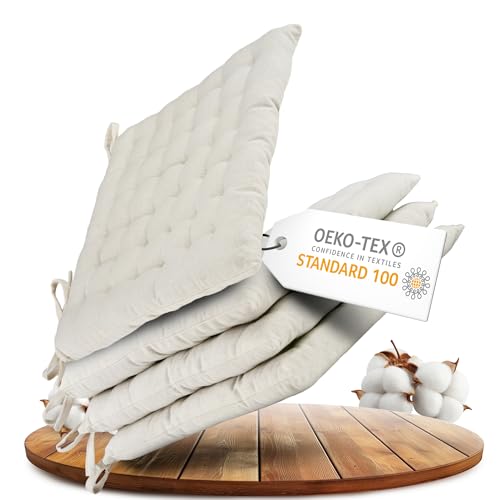 Gräfenstayn® Set de 4 Cojines, Cojines para Silla de 40 x 40 x 5 cm para Interior y...