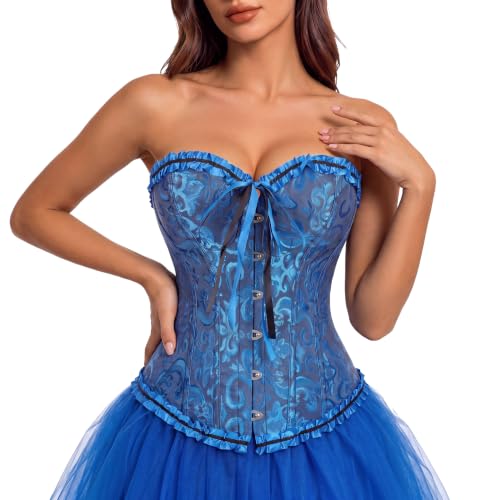 Image of SZIVYSHI Corset Tops for Women, Bustier Shapewear Lingerie, Lace Waist Push Up Bodysuit
