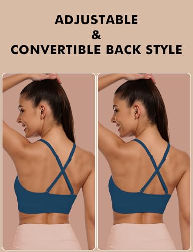 Image of Buauty Sports Bra for Women, U Neck Adjustable Spaghetti Strap Workout Bra with Removable Cups for Yoga Pilates Gym
