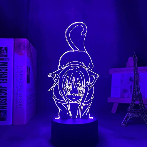 BTEVX 3D Anime Lampe High School DXD SHIRONE TOUJOU POUR CHAMBRE DECOPORATION Cadeaux d'anniversaire pour Femmes Hommes Konosuba Manga LED Night-Touch Control Cover