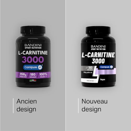 Bandini® L-Carnitine 3000, 180 gélules avec Carnipure® à Haute Dose, Supplément sportif avec L Carnitine Tartrate, Pure Carnitin à haute absorption et biodisponibilité, Vegan et sans additifs – Image 3