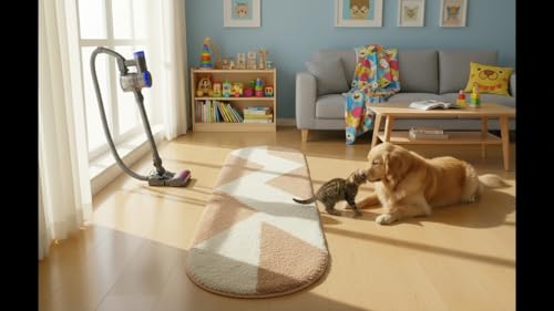 Image of Fluffy Silky Micro Fiber Polyster Carpet /Runner for Bedroom, Study Room, Playing Room, Guest Room ETC. 2x5 Feet, (Beige and Ivory Chevron Pattern)