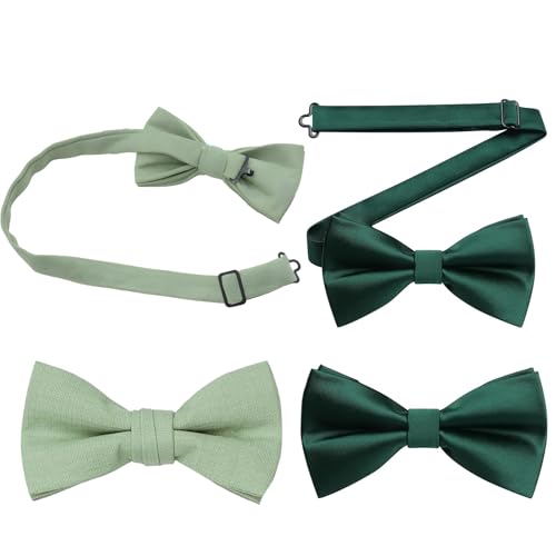 YEWCEP 2 Stück Fliege Grün, Herrenschmetterlingsknoten, Set aus Solider Mattierter Bifold, Für Bankette Partei Abschlussbälle Hochzeiten Abschlussfeiern (Minzgrün und Tintgrün)