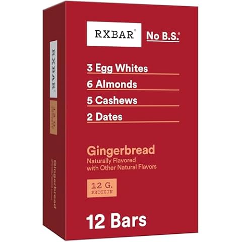 RXBAR Protein Bars, Protein Snack, Snack Bars, Gingerbread, 22oz Box (12 Bars) Cover