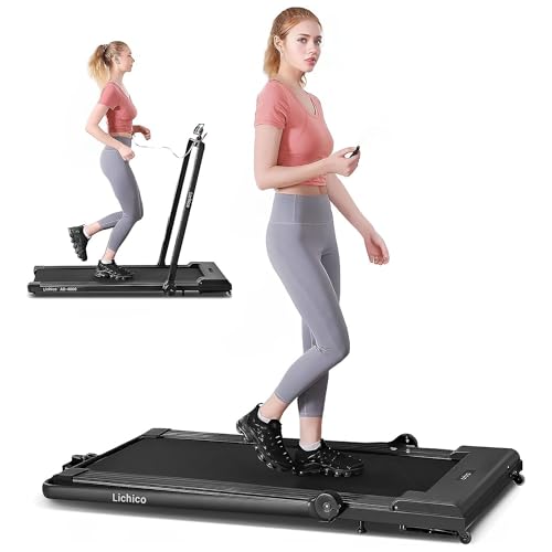YRUN/LICHICO 2 in 1 Folding Under Desk Treadmill, 3.0HP Motor, Large Running Area, Portable Mini Walking Machine for Home Office