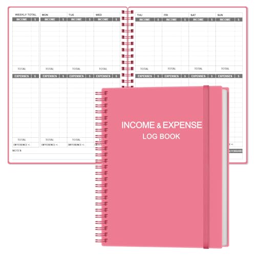 Carnet de comptabilité Heveboik grand format 8x10.5 pouces à couverture rose