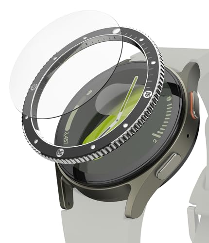Image of Ringke Bezel Styling & Glass Compatible with Samsung Galaxy Watch 7 40mm [Combo] Anti-Scratch Stainless Steel Frame Ring Cover with HD Clear Tempered Glass Screen Protector - 40-99 (ST) Black