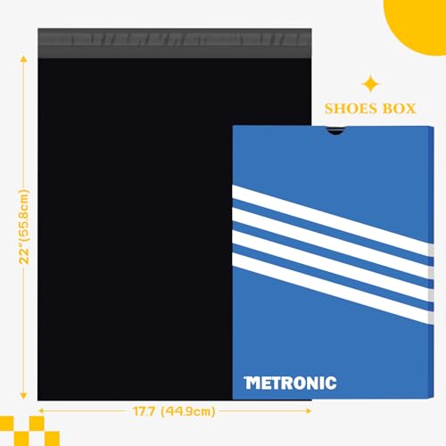 Image of Metronic 50Pcs Poly Mailers 17.7x22 Inch Large Shipping Bags for Clothes | Strong Self Adhesive Mailers Poly Bags Shipping Envelopes, Waterproof Mailing Envelopes for Packaging Clothing Shoe Box Black