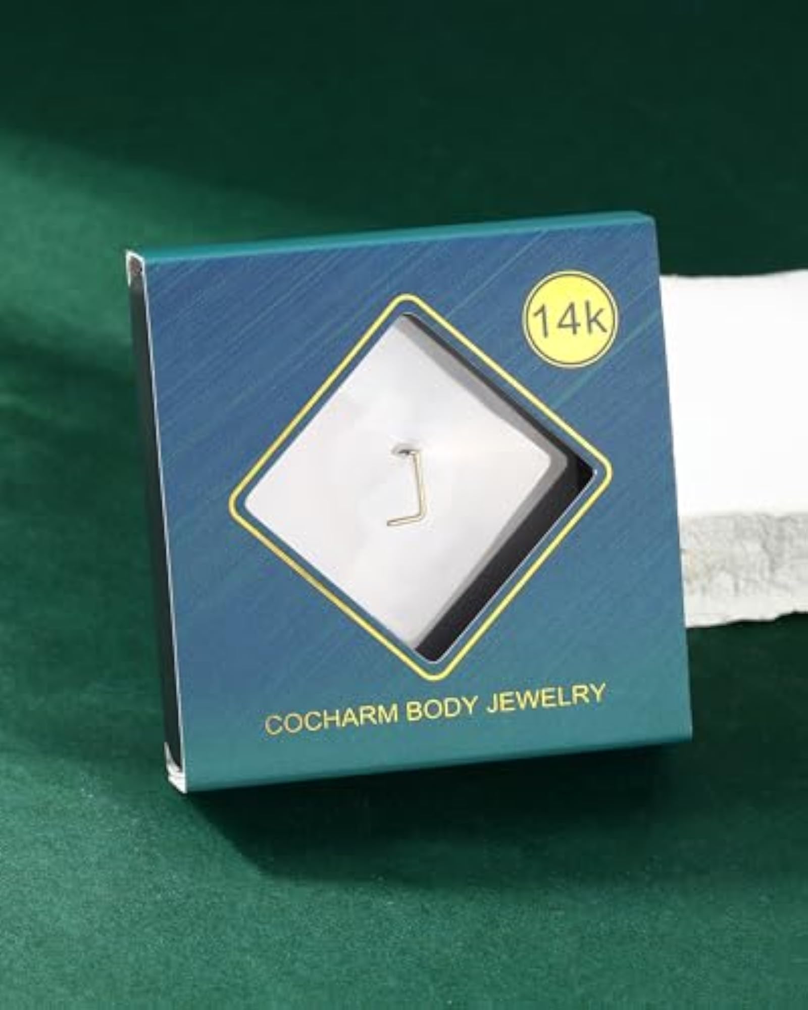 Women's 14k Solid Gold Nose Stud, L Shape Nose Ring