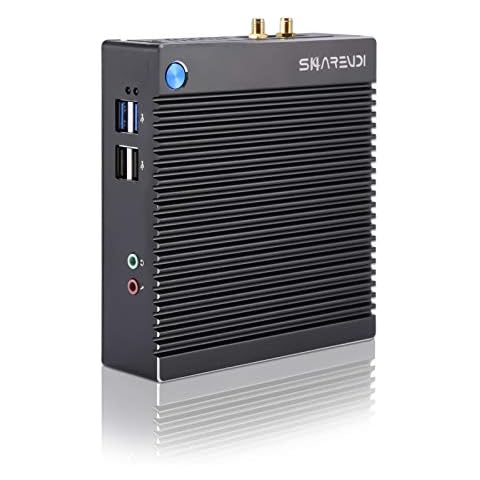 Sharevdi Fanless Mini PC Windows 10 Pro, 4G DDR3 64G SSD Quad Core Mini Desktop Computer, Intel Celeron N2840 Dual Band WIFI Small Computer, HDMI/VGA/BT4.0/USB3.0, Support Auto-Power-On/WOL/PXE Boot Cover