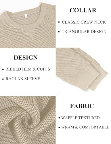 Vssjavun Mens Crewneck Pullover Sweater Waffle Textured Long Sleeve Casual Knitted Sweaters3